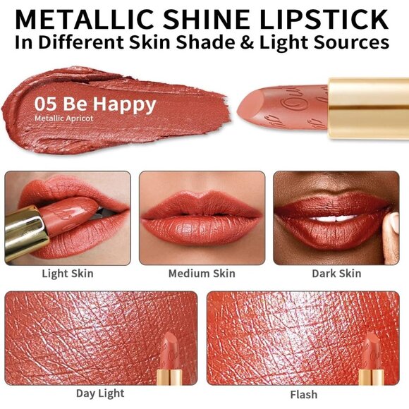 🆕 Metallic Pumpkin Color Lipstick Halloween Moisturizing Creamy Formula Vegan - Picture 5 of 8
